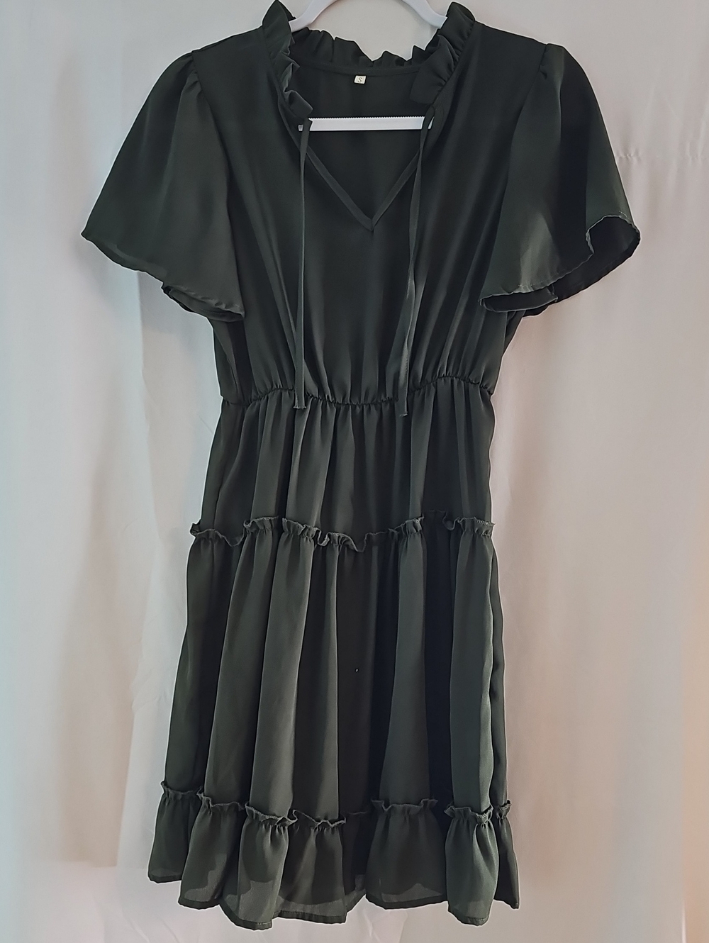 Women’s Dark Green Ruffle Tiered Dress